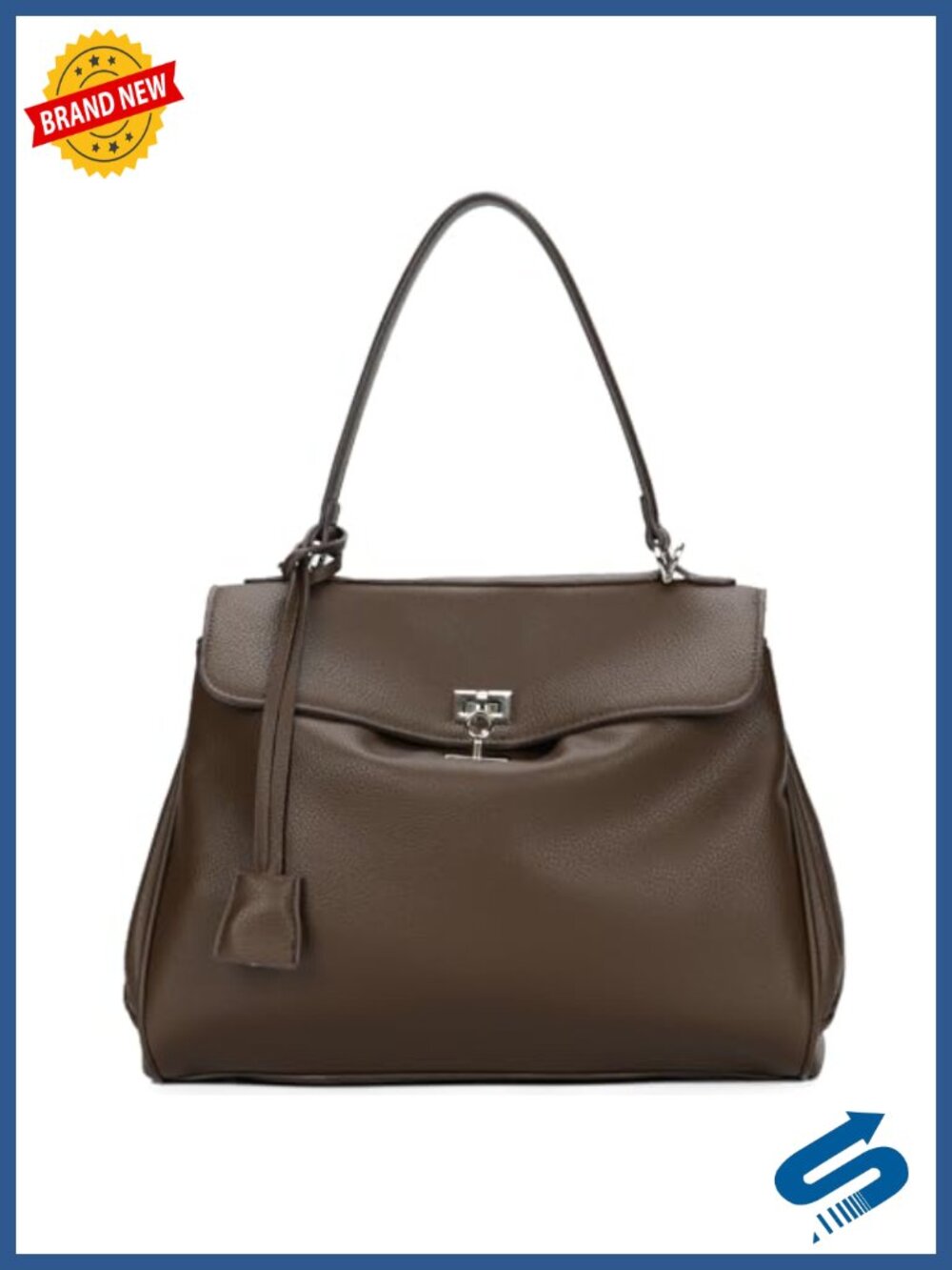 Faux Leather Convertible Tote Shoulder Crossbody Handbag for Women